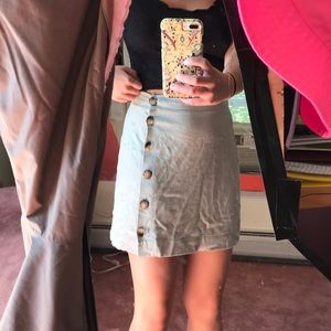 Green button up skirt